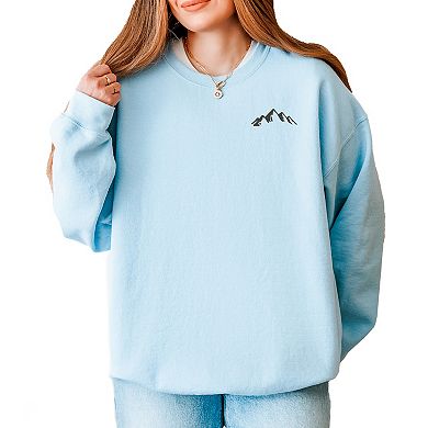 Embroidered Mountains Outline - Women's Graphic Sweatshirt
