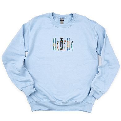 Embroidered Skis - Women's Graphic Sweatshirt