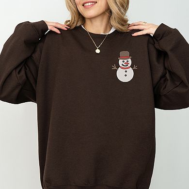 Embroidered White Snowman - Women's Graphic Sweatshirt