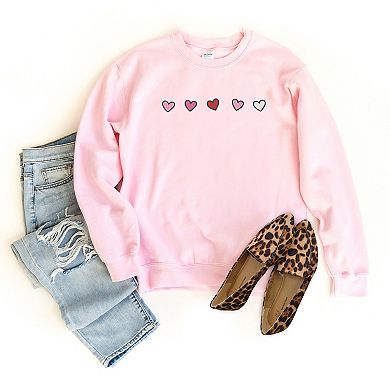 Embroidered Hearts Row - Women's Graphic Sweatshirt