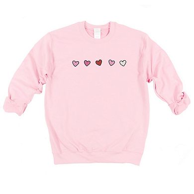 Embroidered Hearts Row - Women's Graphic Sweatshirt
