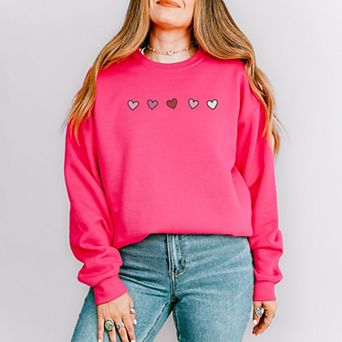 Embroidered Hearts Row - Women's Graphic Sweatshirt