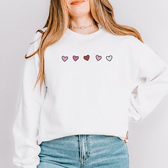 Embroidered Hearts Row - Women's Graphic Sweatshirt