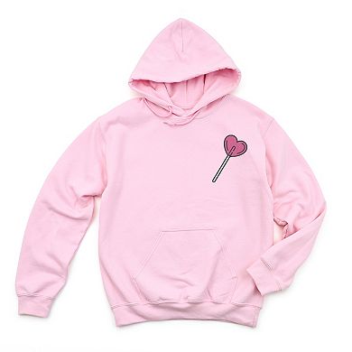 Embroidered Heart Lollipop - Women's Graphic Hoodie