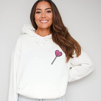 Embroidered Heart Lollipop - Women's Graphic Hoodie
