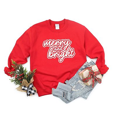 Merry & Bright Outline Puff - Women's Graphic Sweatshirt