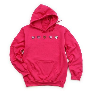 Embroidered Hearts Row - Women's Graphic Hoodie