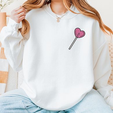 Embroidered Heart Lollipop - Women's Graphic Sweatshirt