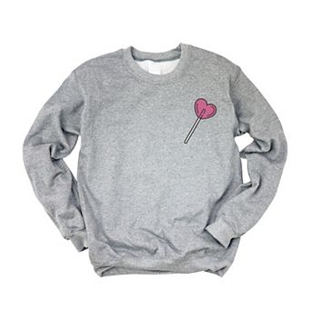 Embroidered Heart Lollipop - Women's Graphic Sweatshirt