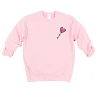Embroidered Heart Lollipop - Women's Graphic Sweatshirt