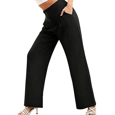 Womens Wide Leg Dress Pants High Waist Work Business Casual Trousers with Pockets