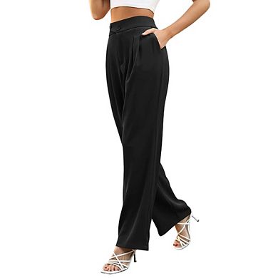 Womens Wide Leg Dress Pants High Waist Work Business Casual Trousers with Pockets
