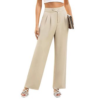 Womens Wide Leg Dress Pants High Waist Work Business Casual Trousers with Pockets