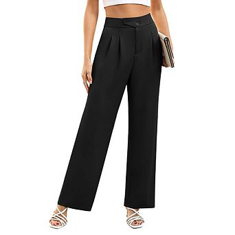 Womens Wide Leg Dress Pants High Waist Work Business Casual Trousers with Pockets