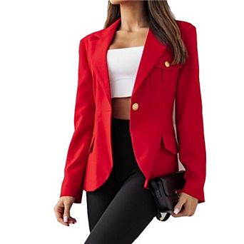 Women's Single-Button Long Blazer Lapel Long Sleeve Oversized Suit Jacket Coat