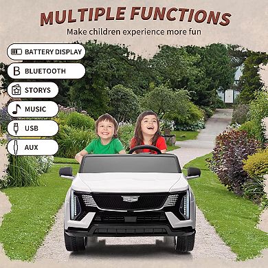 24V Licensed Cadillac Kids Ride-On Car, 2-Seater Electric Vehicle w/ Remote, LED, Shock Absorbers