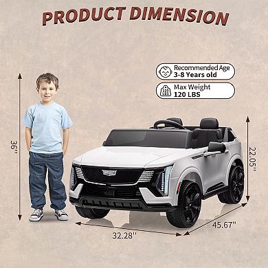 24V Licensed Cadillac Kids Ride-On Car, 2-Seater Electric Vehicle w/ Remote, LED, Shock Absorbers