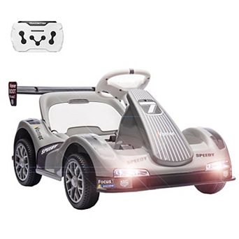 Electric Go Kart Ride On Car for Kids, 2 Motors with Remote, Speed Adjustment, LED Lights & Music