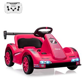 Electric Go Kart Ride On Car for Kids, 2 Motors with Remote, Speed Adjustment, LED Lights & Music