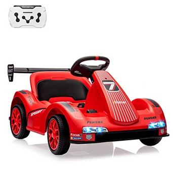 Electric Go Kart Ride On Car for Kids, 2 Motors with Remote, Speed Adjustment, LED Lights & Music