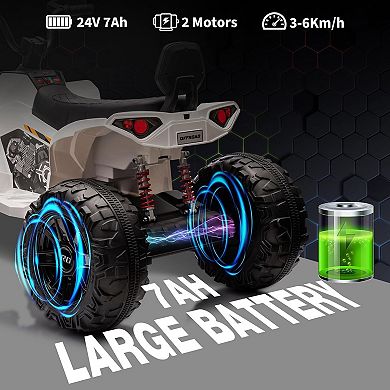 24V 2-Seater Kids Ride-On ATV, Electric 4-Wheeler with Dual 553W Motors, LED Lights & Music