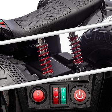 24V 2-Seater Kids Ride-On ATV, Electric 4-Wheeler with Dual 553W Motors, LED Lights & Music