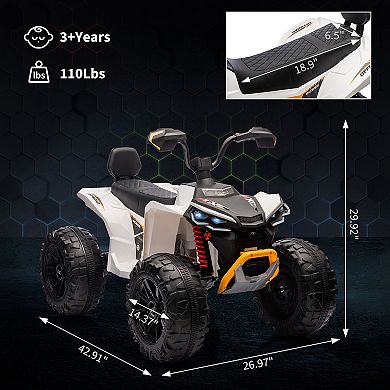 24V 2-Seater Kids Ride-On ATV, Electric 4-Wheeler with Dual 553W Motors, LED Lights & Music