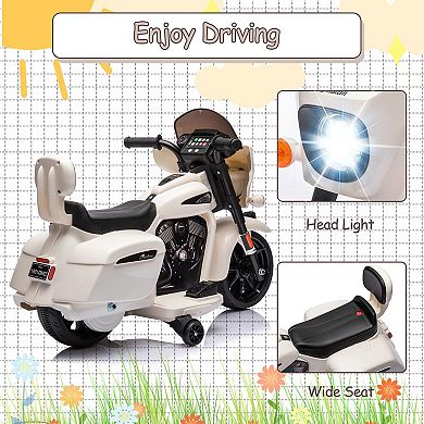 6V Licensed Kids Ride-On Motorcycle, Electric Bike w/Training Wheels, Music, Lights, Suspension