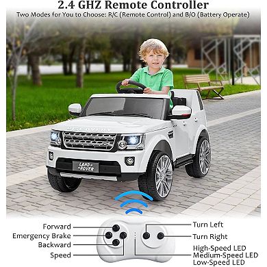 12V Licensed Land Rover Kids Ride On Truck, Electric Car w/Remote, 3 Speeds, Suspension