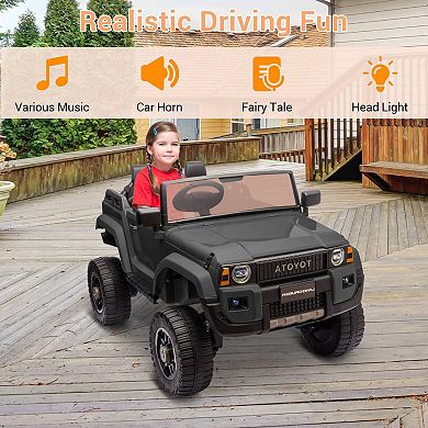 24V Licensed Toyota Land Cruiser Ride-On, 2-Seater 4WD/2WD Switch, Remote, LED, Bluetooth, Shovel