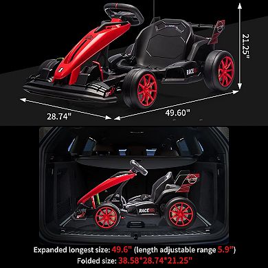 24V Kids Electric Drift Kart, 8.5MPH 300W Go Kart w/ Adjustable Seat, EVA Wheels, Dual Pedals