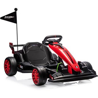 24V Kids Electric Drift Kart, 8.5MPH 300W Go Kart w/ Adjustable Seat, EVA Wheels, Dual Pedals