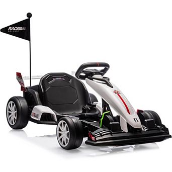 24V Kids Electric Drift Kart, 8.5MPH 300W Go Kart w/ Adjustable Seat, EVA Wheels, Dual Pedals