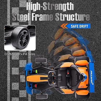 24V McLaren Licensed Kids Electric Go Kart, Drift Racing Go-Kart w/Drift Race Pedal, 2 Speeds, 400W