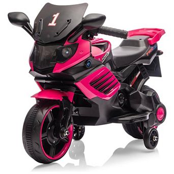 6V Kids Ride-On Motorcycle w/ Training Wheels, Electric Bike Toy w/ Headlight, Horn & Music