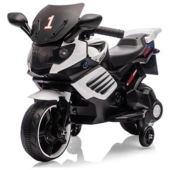 6V Kids Ride-On Motorcycle w/ Training Wheels, Electric Bike Toy w/ Headlight, Horn & Music