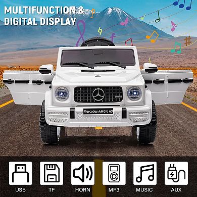 12V Licensed Mercedes-Benz G63 Kids Ride On Car, Electric Vehicle w/Remote, LED Lights, Bluetooth