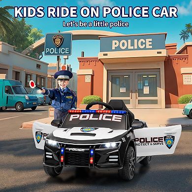 Kids Police Ride-On Car, Electric Cop Car Toy w/ Remote, Emergency Tones, Flashing Lights