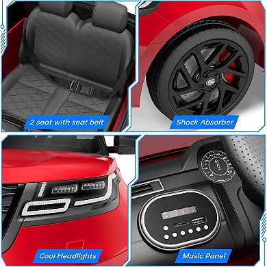 12V 2-Seater Kids Ride-On Car w/Remote, LED Lights, Music, Shock Absorbers, Seat Belts