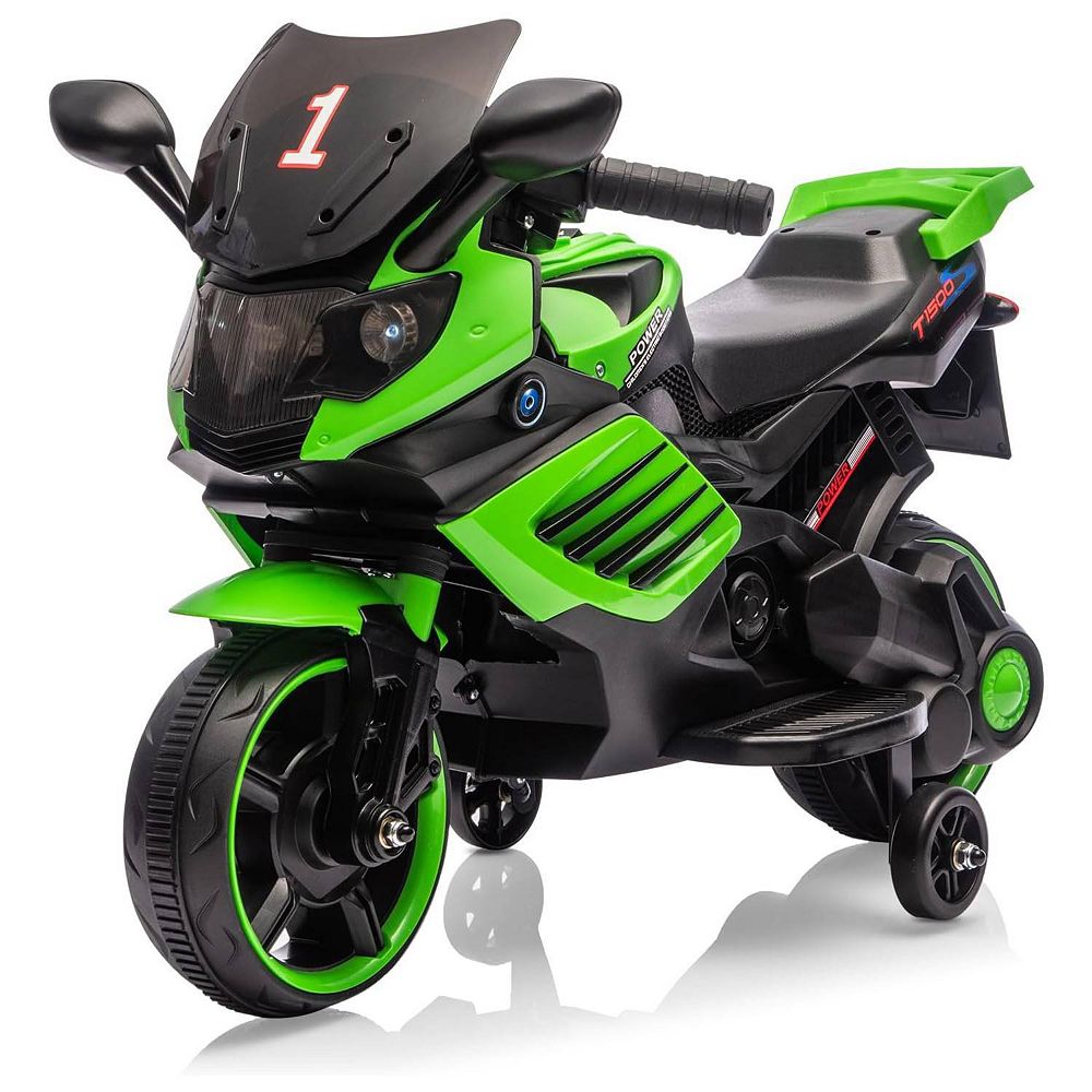 6V Kids Ride-On Motorcycle w/ Training Wheels, Electric Bike Toy w