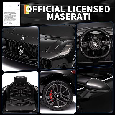 Licensed Maserati Gran Cabrio 12V Ride-On Car for Kids with Remote Control, Lights & Suspension