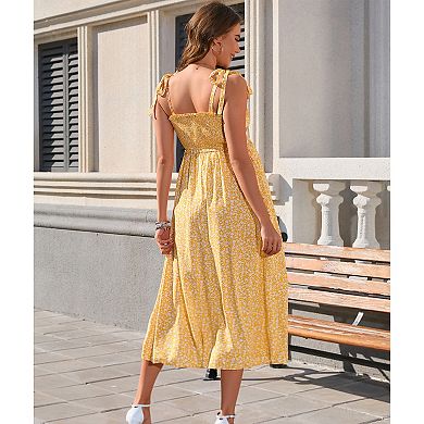 Women Maternity Summer Boho Smocked Cami Dress Spaghetti Strap Casual Sleeveless Nursing Maxi Dress