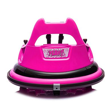 Whisen 12V Kids Ride On Electric Bumper Car with Safety Harness and 360-Degree Rotation