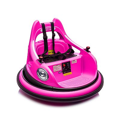 Whisen 12V Kids Ride On Electric Bumper Car with Safety Harness and 360-Degree Rotation