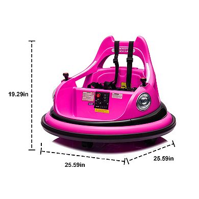 Whisen 12V Kids Ride On Electric Bumper Car with Safety Harness and 360-Degree Rotation