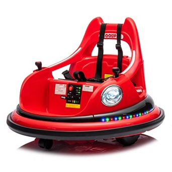 Whisen 12V Kids Ride On Electric Bumper Car with Safety Harness and 360-Degree Rotation
