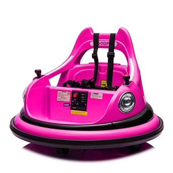 Whisen 12V Kids Ride On Electric Bumper Car with Safety Harness and 360-Degree Rotation
