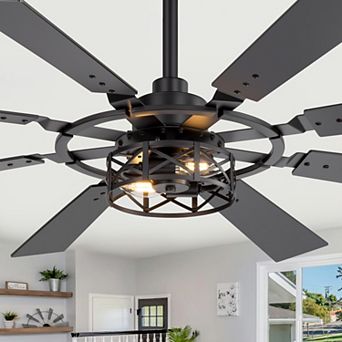 52-Inch Indoor Ceiling Fan with Light and Remote, 8 Reversible Blades, Timer, 6-Speed DC Motor
