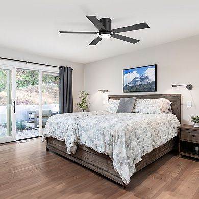 52-Inch Indoor Ceiling Fan with Light and Remote, 8 Reversible Blades, Timer, 6-Speed DC Motor