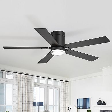52-Inch Indoor Ceiling Fan with Light and Remote, 8 Reversible Blades, Timer, 6-Speed DC Motor